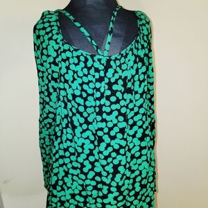 *All Tops: 5 for $25* Ava & Viv Green and Black Polka Dot Dress